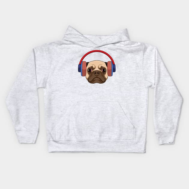 Dog at Music with Headphone Kids Hoodie by Markus Schnabel